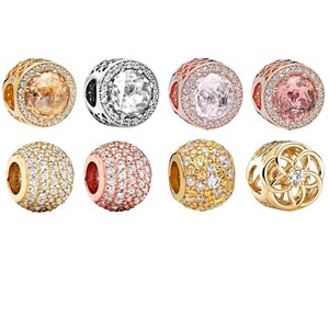 Round Spacer Collection I Charms - Sterling Silver, Gold, and Rose Gold Plated Compatible with Charm Pendant Bracelet Necklace