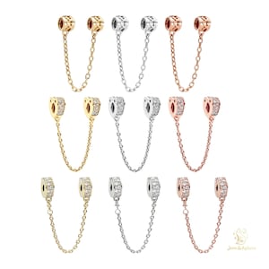 Safety Chains Collection I Charm - Silver, Gold, and Rose Gold Plated Compatible with Charm Pendant Bracelet Necklace