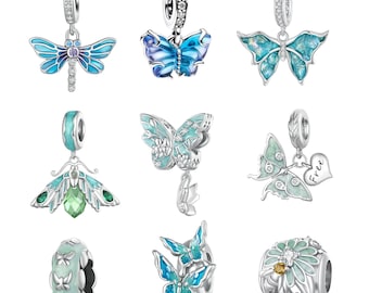 Butterfly Collection Charm - Sterling Silver Compatible with Charm Pendant Bracelet Necklace