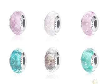 Sterling Silver Maruno Glass Collection I Charm - Compatible with Charm Pendant Bracelet Necklace