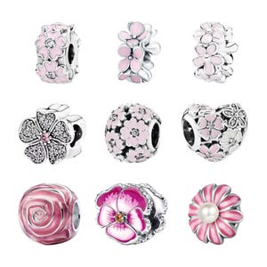 Floral Collection IV Charm - Sterling Silver Compatible with Charm Pendant Bracelet Necklace