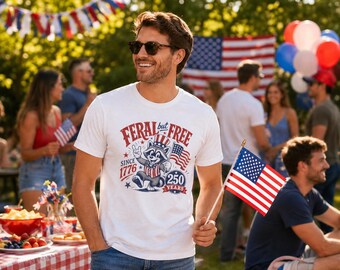 Feral But Free Raccoon Tee | USA 1776 250 Years Americana