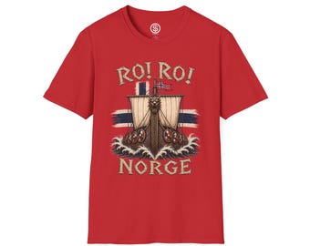 Ro! Ro! Viking Longship Norge T-Shirt | Norwegian Flag Graphic Tee