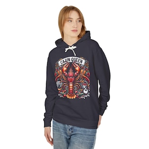 Cajun Queen Crawfish Boil Hoodie - Louisiana Pride Sweatshirt, Seafood Lover Gift, Unisex Hooded Sweatshirt, Lightweight Hoodie, Cajun