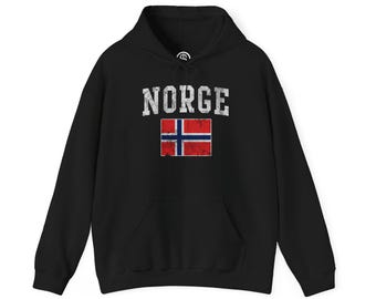 Norge Norwegian Flag Hoodie | Norway Flag Pullover, Vintage Athletic Style