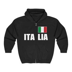 Italia Full Zip Hoodie, Italian Pride Sweatshirt, Travel Apparel, Italian