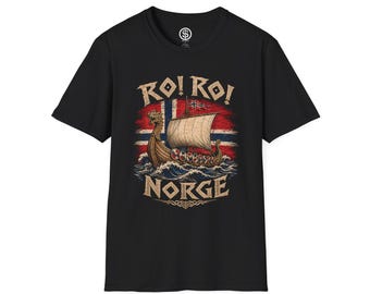 Roi Roi Viking Longship T-Shirt | Norge Norwegian Flag Drakkar Design