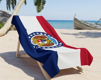 Missouri State Flag Beach Towel | Red White Blue Seal Design