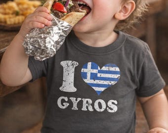 I Heart Gyros Greek Flag Tee - Kids & Adult Food Lover Shirt