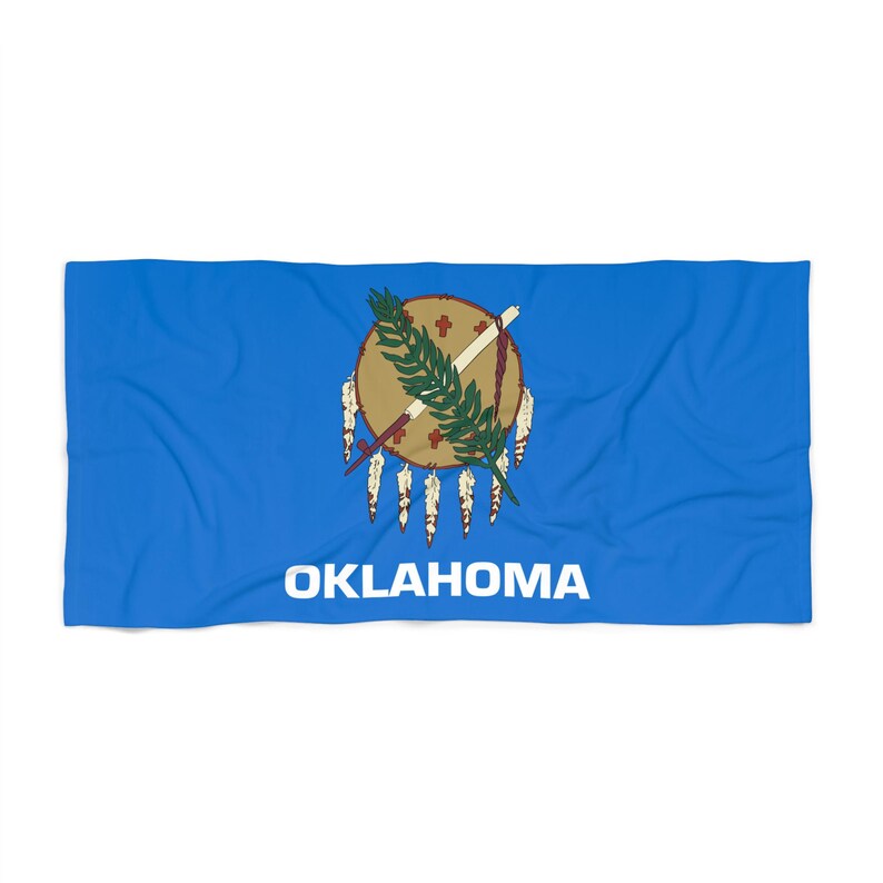 Oklahoma State Flag Beach Towel | Native Shield Design image 3