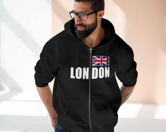 Union Jack Chest Flag Zip Hoodie | British Flag Zip-up Hooded