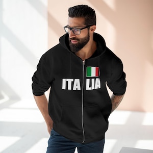 Italia Italy Unisex Zip Hoodie, Italian Flag Hoodie, Travel Gift, Casual Wear