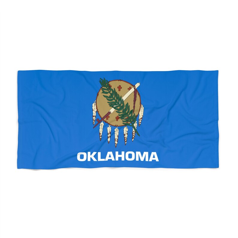 Oklahoma State Flag Beach Towel | Native Shield Design image 2
