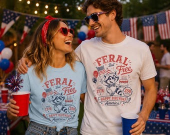 USA 250 Years Feral But Free Raccoon T-Shirt | 4th of July America Birthday