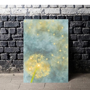 Dandelion Wall Art Printable | Botanical Minimalist Decor | Wish Flower Digital Download | 24x36 Inch High Resolution Poster