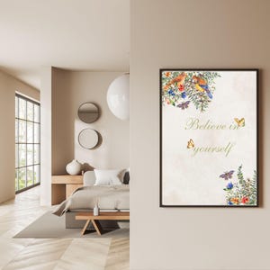 Believe in Yourself Print: Watercolor Botanical Wall Art (Digital Download)