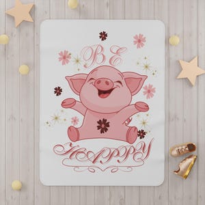 Manta infantil con diseño de cerdo: acogedora decoración de forro polar para la habitación de tu bebé