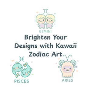 Kawaii Zodiac Clipart Bundle | Cute Digital Download | PNG & SVG | Commercial Use