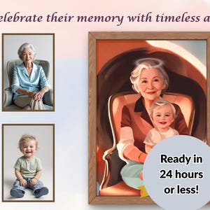 Custom Memorial Portrait from Photo - Add Deceased Loved One - Personalized Tribute Keepsake - Romantic Realism Digital Painting