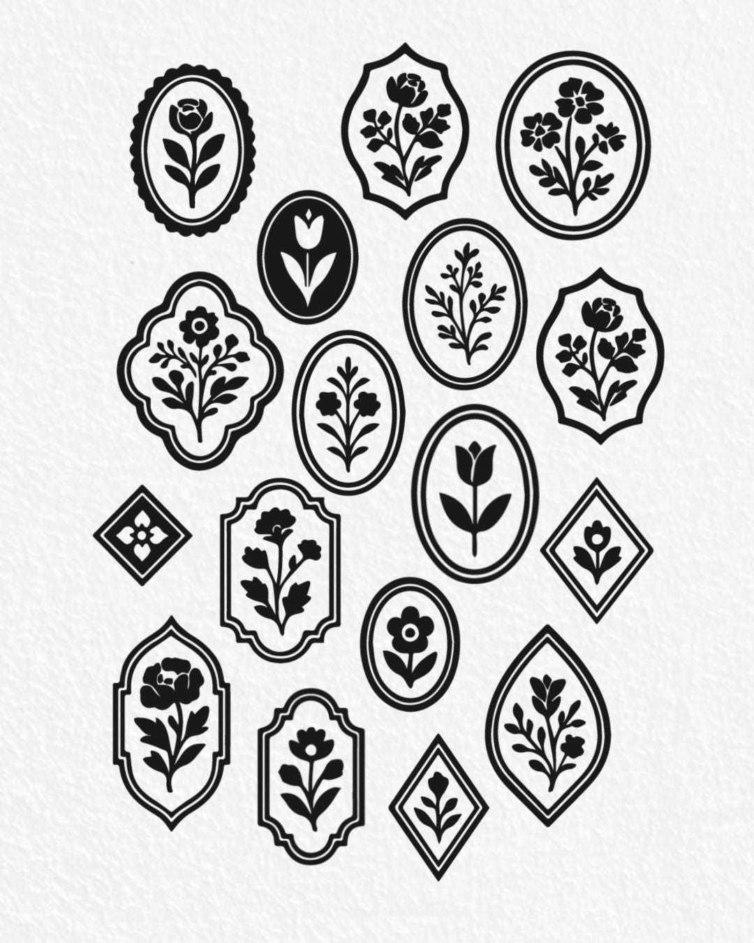 Vintage Floral Stamp Brushes for Procreate: Retro Tattoo Flash Art ...
