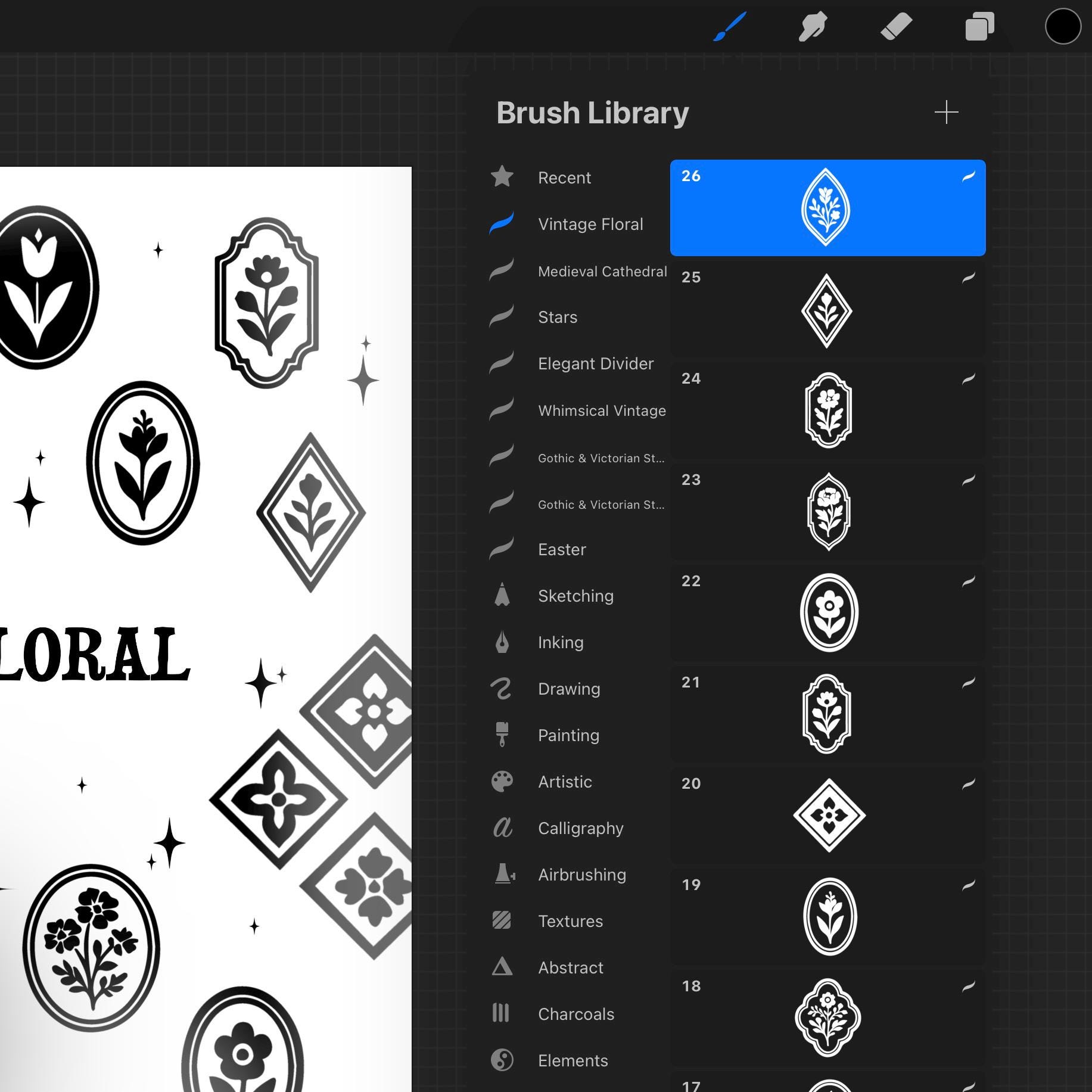 Vintage Floral Stamp Brushes for Procreate: Retro Tattoo Flash Art ...