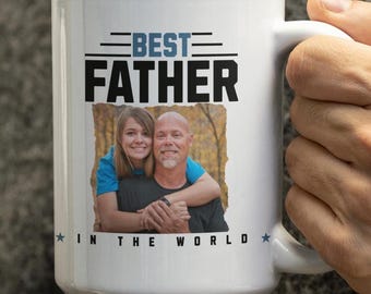 Personalized Best Father in the world Photo Mug, Father's Day Gifts for Dad, Custom Kids Photo Father's Day Mug, Personalized Photo Dad mug