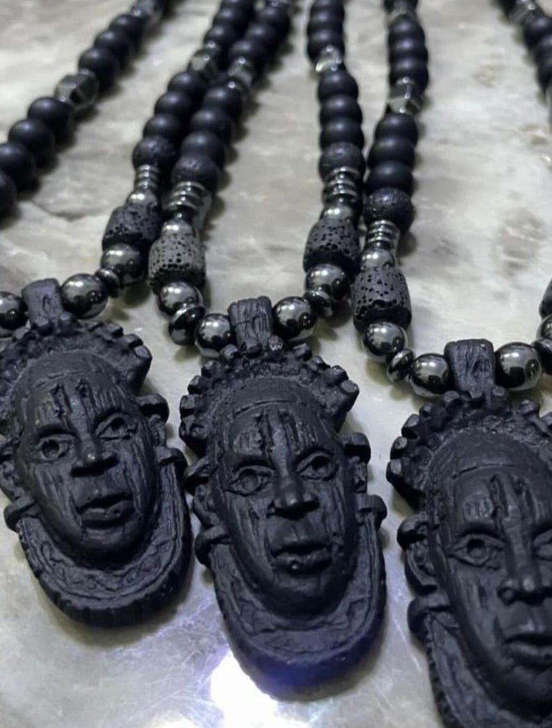 Benin Mask With Authentic Crystals - Tribal African Necklace - Etsy