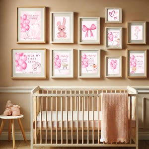Cartes jalons bébé fille | Cartes mémoire roses | Souvenir nouveau-né | Cadeau baby shower | Téléchargement numérique imprimable