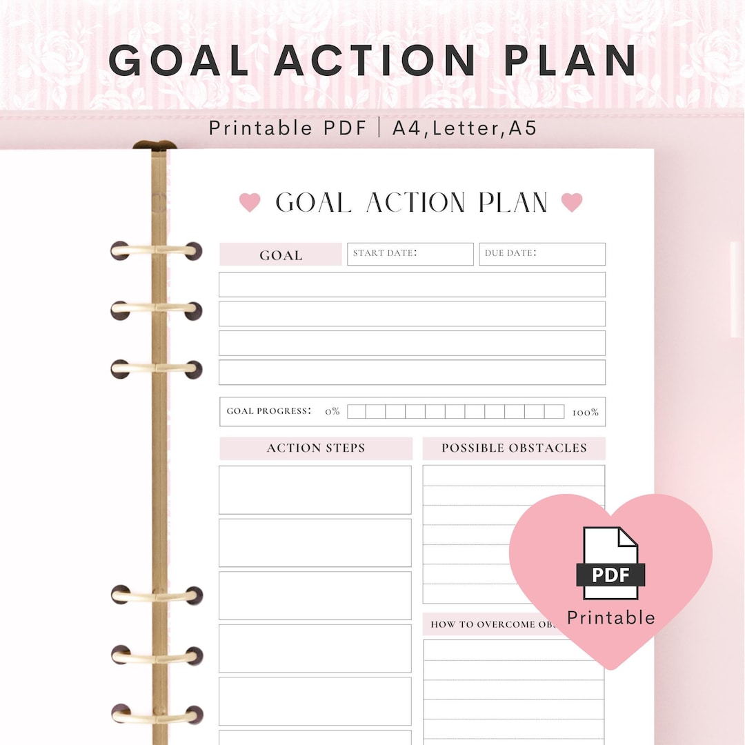 Goal Action Planner, Printable Digital Template Planner PDF｜A4, A5 ...