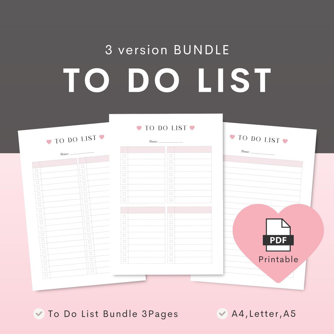 To Do List Layout.pdf To Do List, Planning, Printable Digital Planner PDF|A4, A5, Letter ...