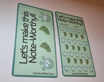 Puns and Positivity Themed Saving Challenge Trackers.