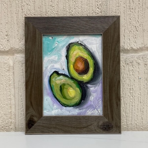 Avocado Painting Kitchen Wall Art Avocado Impasto Artwork Oil Painting 8x6&quot; Still Life Original Painting Kitchen Decor Painting Josie Day