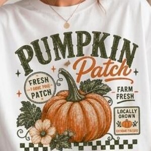 Retro-Kürbisbeet-PNG, Trendiges Herbst-Sublimationsdesign, Vintage-Herbst-Shirt-Design, Herbst-Distressed-PNG, Kürbis-PNG (frisch vom Bauernhof) Bild 4