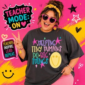 Helping Tiny Humans Do Big Things SVG, Teach Png, Preppy Png, First Day of School, Stars Png, Back to School Png, Daycare Png, Trendy Craft