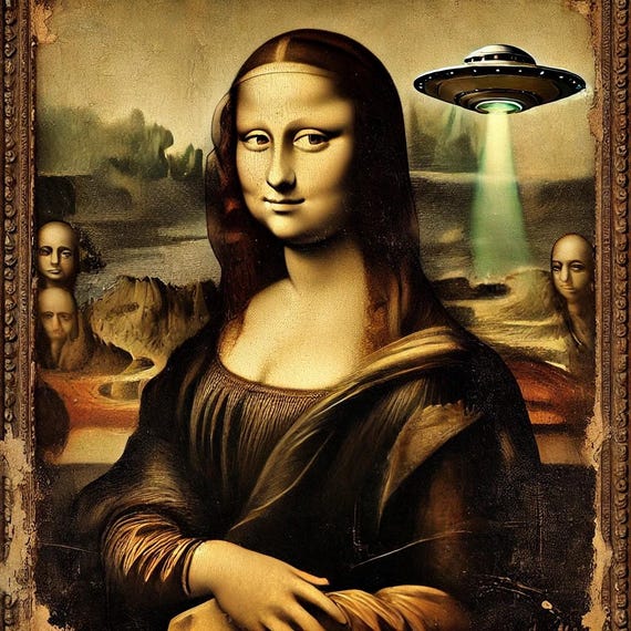 Mona Lisa With UFO - Etsy Mona Lisa With UFO - Etsy