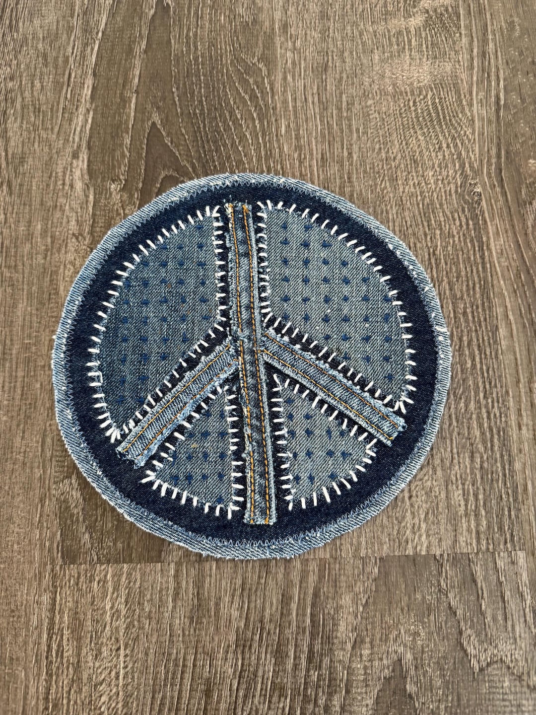 Denim Sign Handmade Large Denim Peace Sign Patch - Etsy