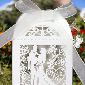 Pack of 10 Boxes| Luxury Wedding Favour Boxes| Wedding Candy Box| Wedding| Party Supplies| Laser Cut Favour Boxes | Engagement Favour Box