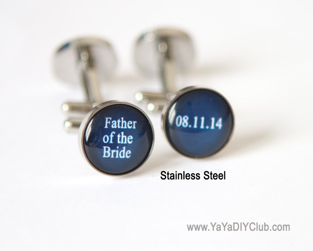 Father of the Bride Cufflink Navy Blue Wedding Gift for Etsy