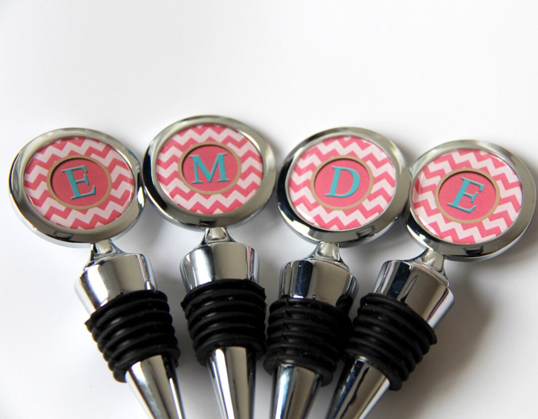 Personalized Wine Stopper Monogram Wine Stopper Coral Etsy