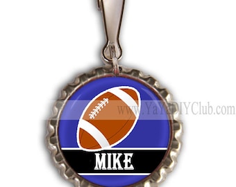 Football Party Favor Football Party Ideas Boys Football Birthday Party Favors - Personalized Zipper Pulls Custom Name Color