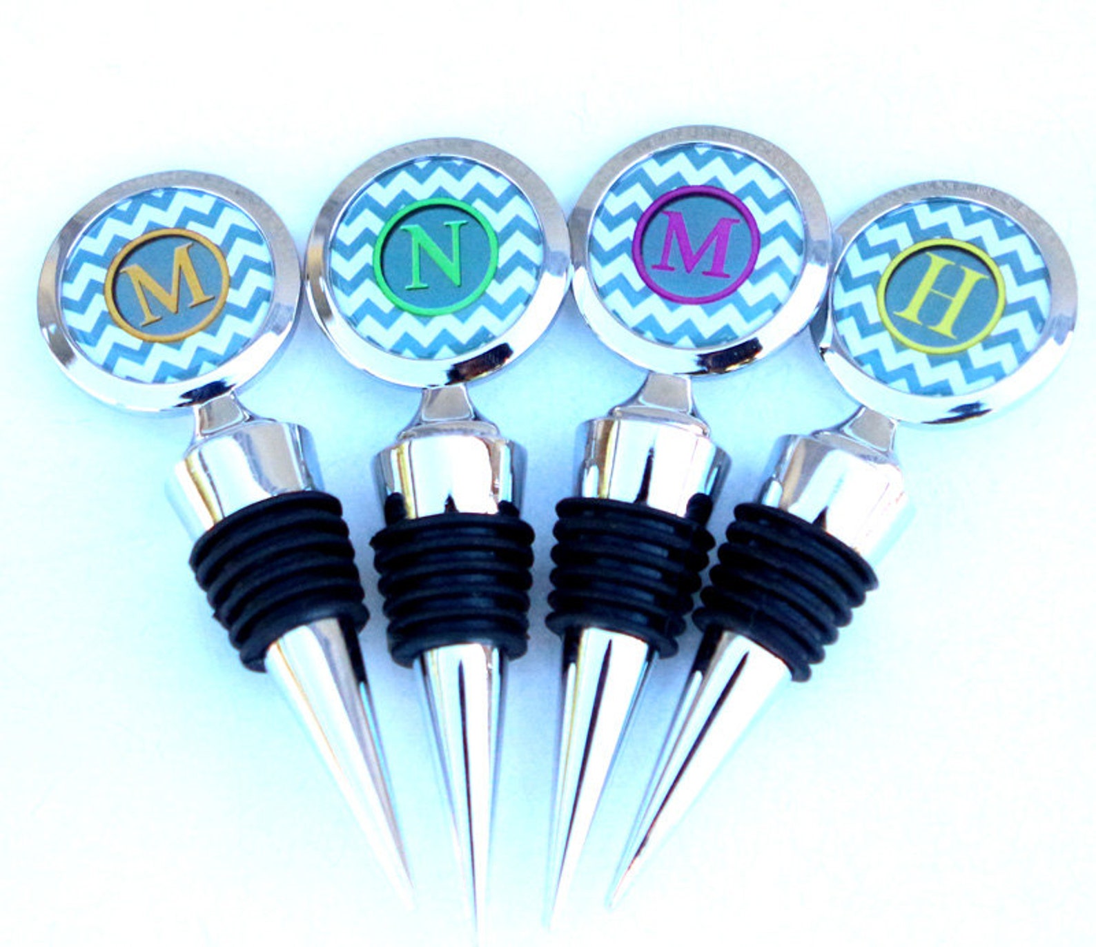 Personalized Wine Stopper Wine Bottle Stopper Chevron Etsy