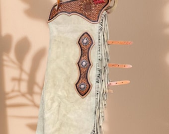 Beige suède westernkieren Cowboy Ranch rijkleding