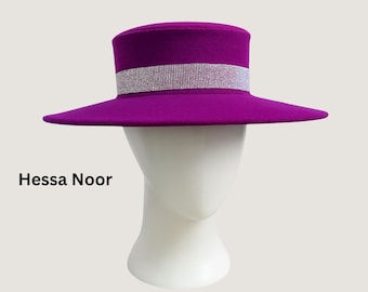 Chapeau magenta en laine avec bande strass Derbies Kentucky, chapeaux de mariage