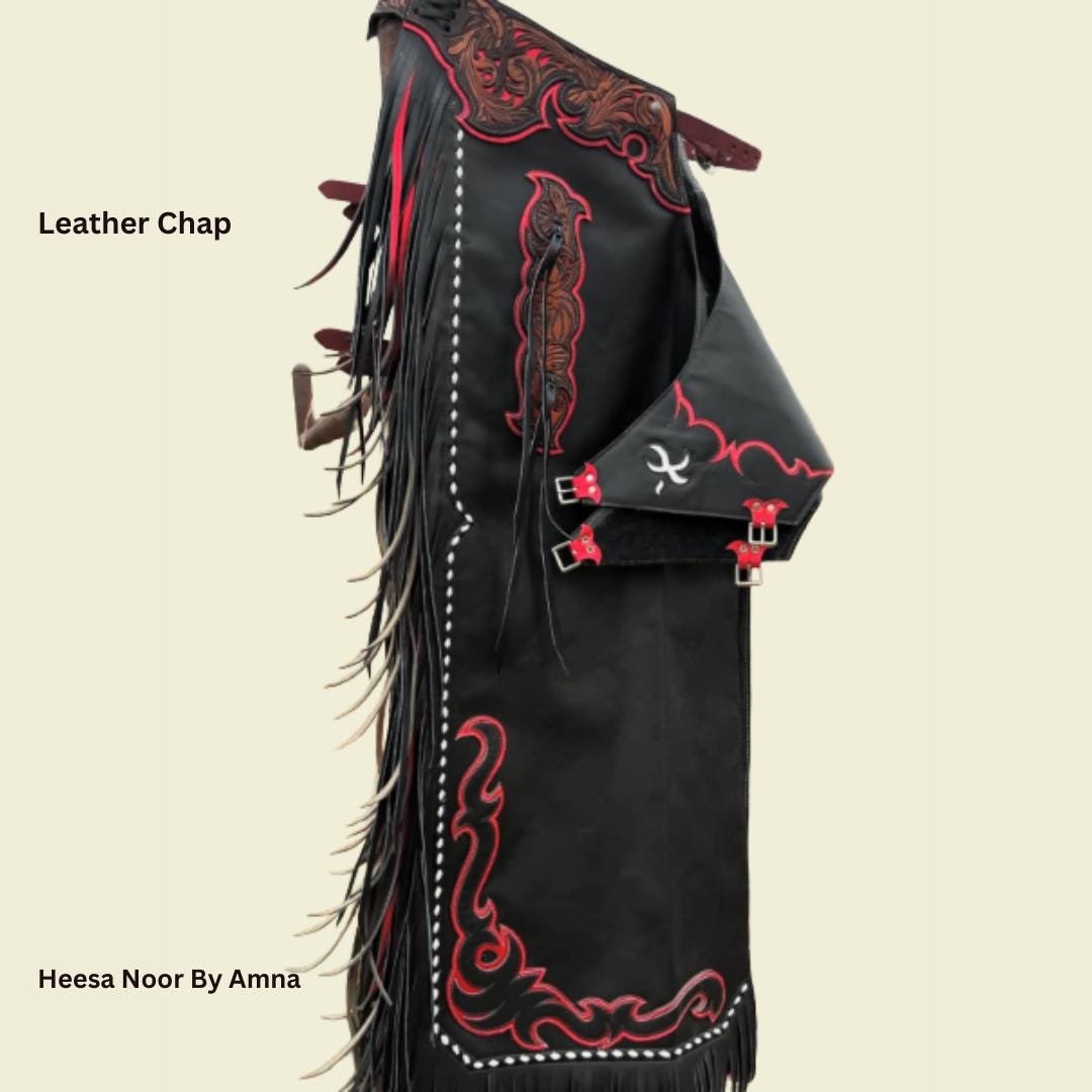 Hand-tooled Leather Rodeo Chaps | Custom Western Chap | Fringe Bull ...
