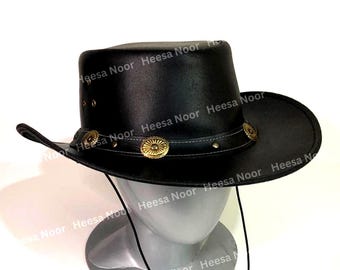 cowboy Leather hat Gothic hats Cattleman by Wombat Headwear