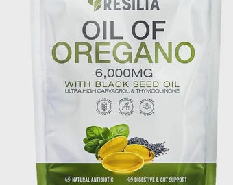 Resilia Oil of Oregano 6000mg with Black Seed Oil | Immune Support Softgels | Natural Herbal Supplement for Wellness, 60 Capsules