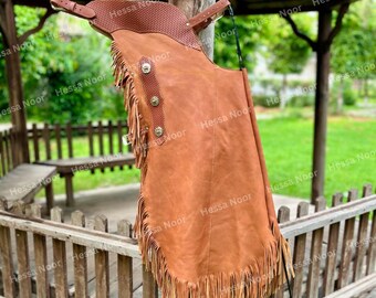 Chaps En Cuir à Franges, Unisexe, Style Cowboy/cowgirl - NEUF (fabriqué Pakistan)