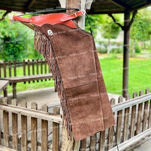 Western Shotgun Dark Brown Color Suede Leather Chap, Rodeo Outfit, Unisex Custom Chap, Cowboy Show Chap, Gift for her & him, Western Wear
