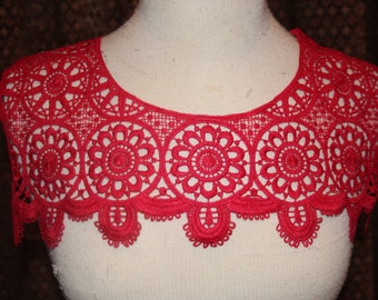 Lot 6 Red Bodice venise Guipure scalloped bodice appliques 16" x 9"