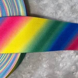 2 yards rainbow diagonal stripes Pride print boxer knit waistband sewing sew knit elastic heavy duty thick  2.5&quot; wide